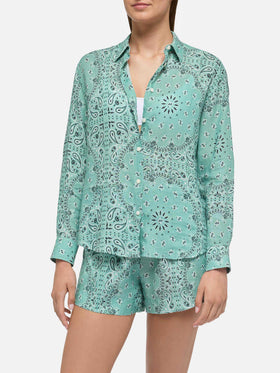 Meredith linen classic shirt with bandanna print - MC2 Saint Barth