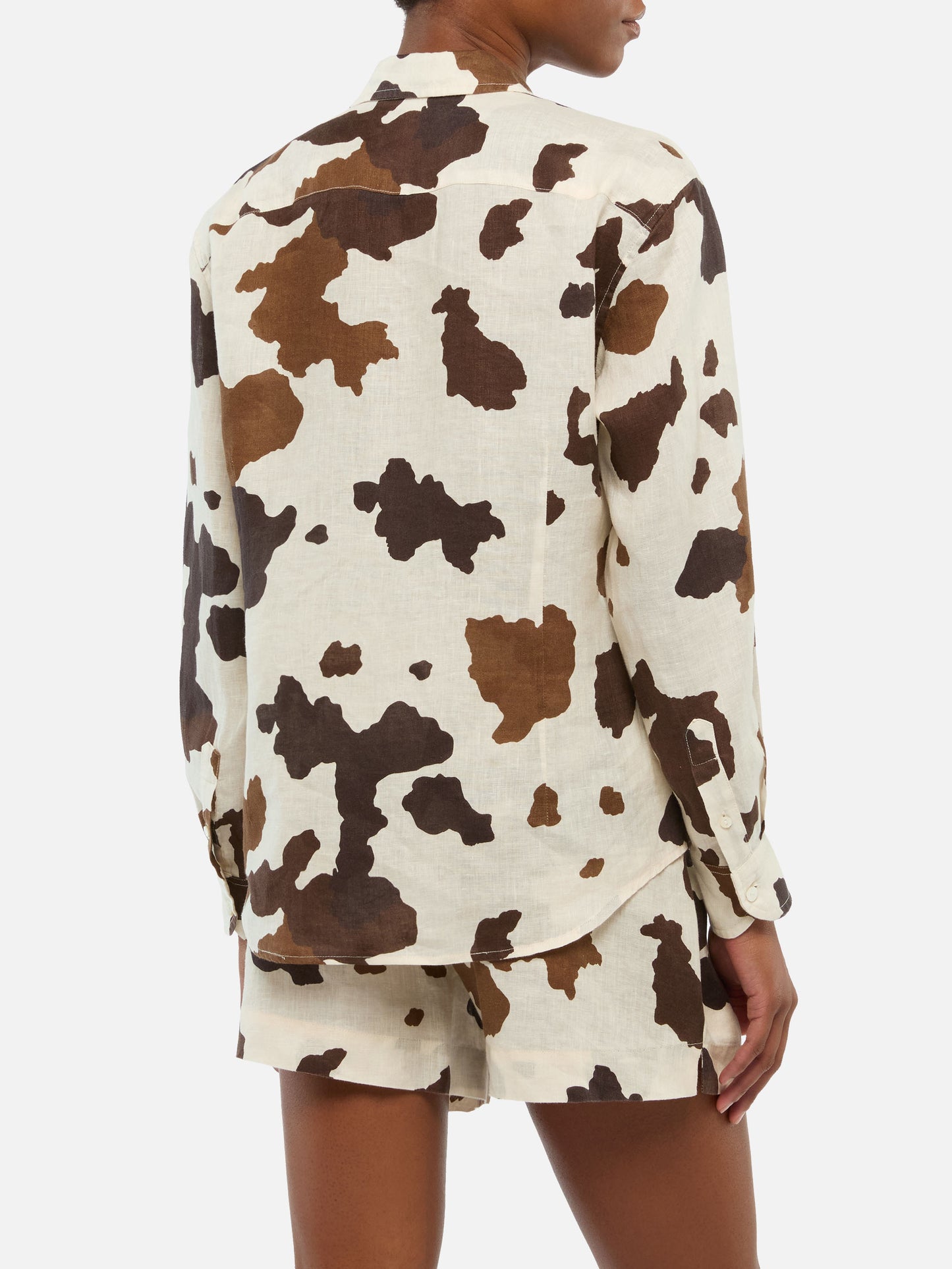 Meredith linen classic shirt with cow skin print