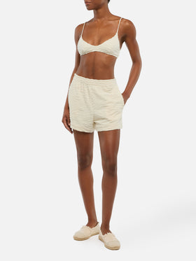 Meave shorts pull up in spugna di cotone con motivo zebrato in rilievo