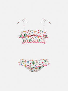 Melie smocked point embroidery bikini with ruffle - MC2 Saint Barth