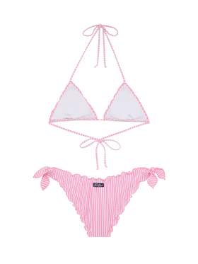 Classic seersucker triangle bikini Sagittarius Moon with striped print - MC2 Saint Barth