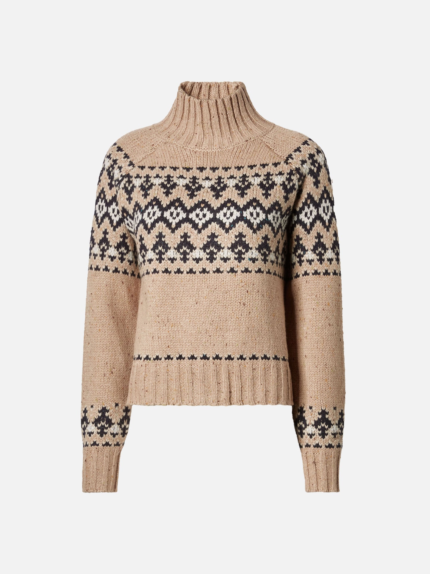 Maglione Myra donegal in misto lana beige con jacquard fair isle