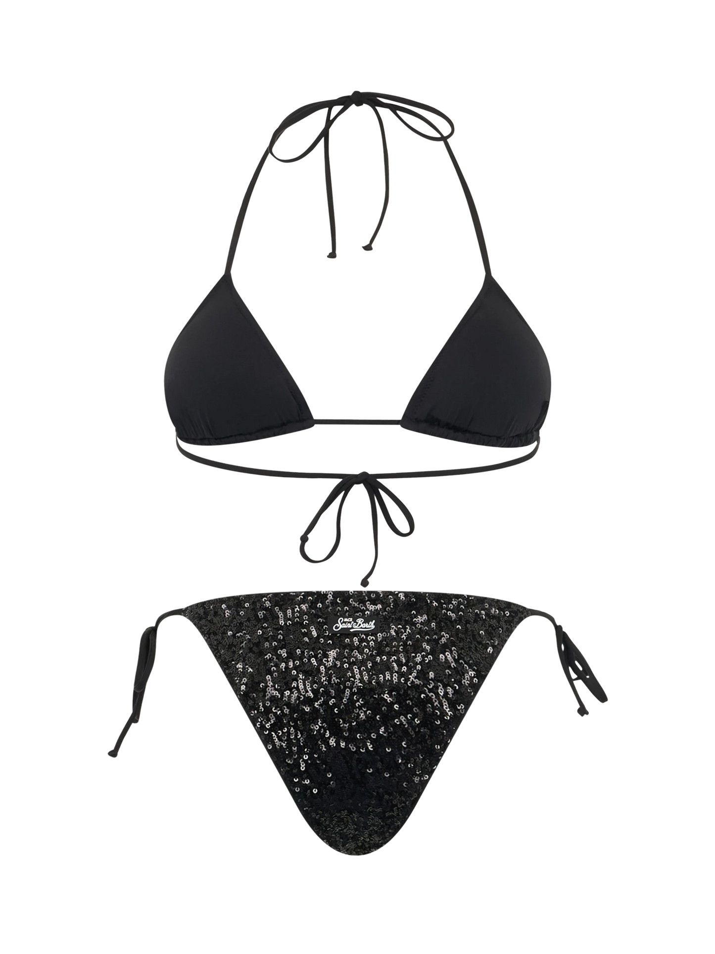 Bikini a triangolo paillettes nere da donna Leah Marielle