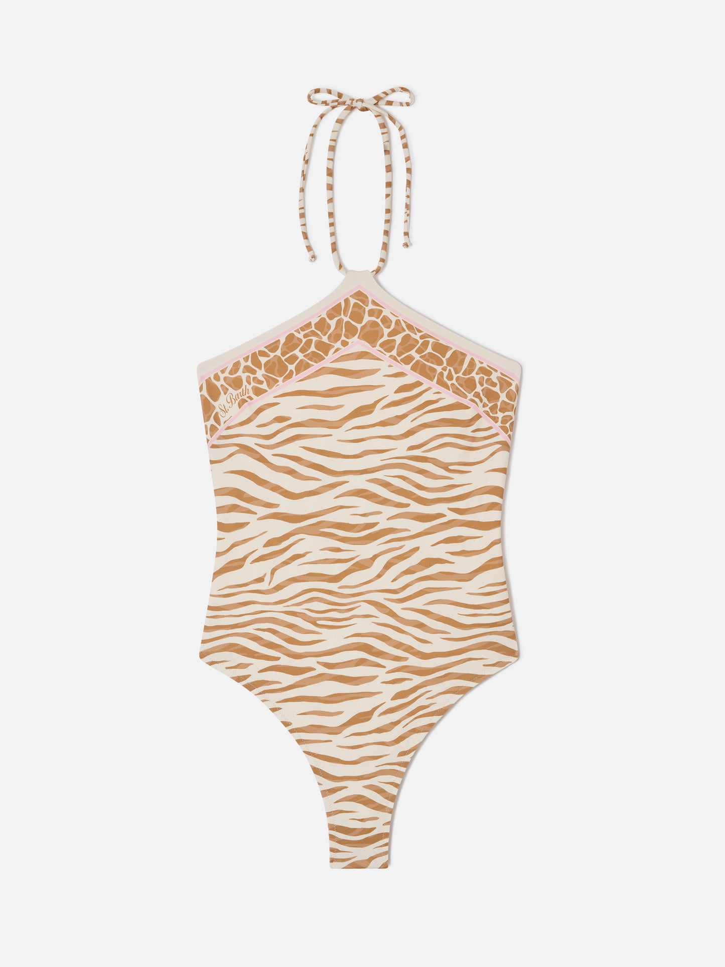 Meryem one-piece swimsuit with brown zebra animal print