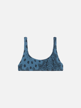 Naima crinkle classic bralette top with bandanna print