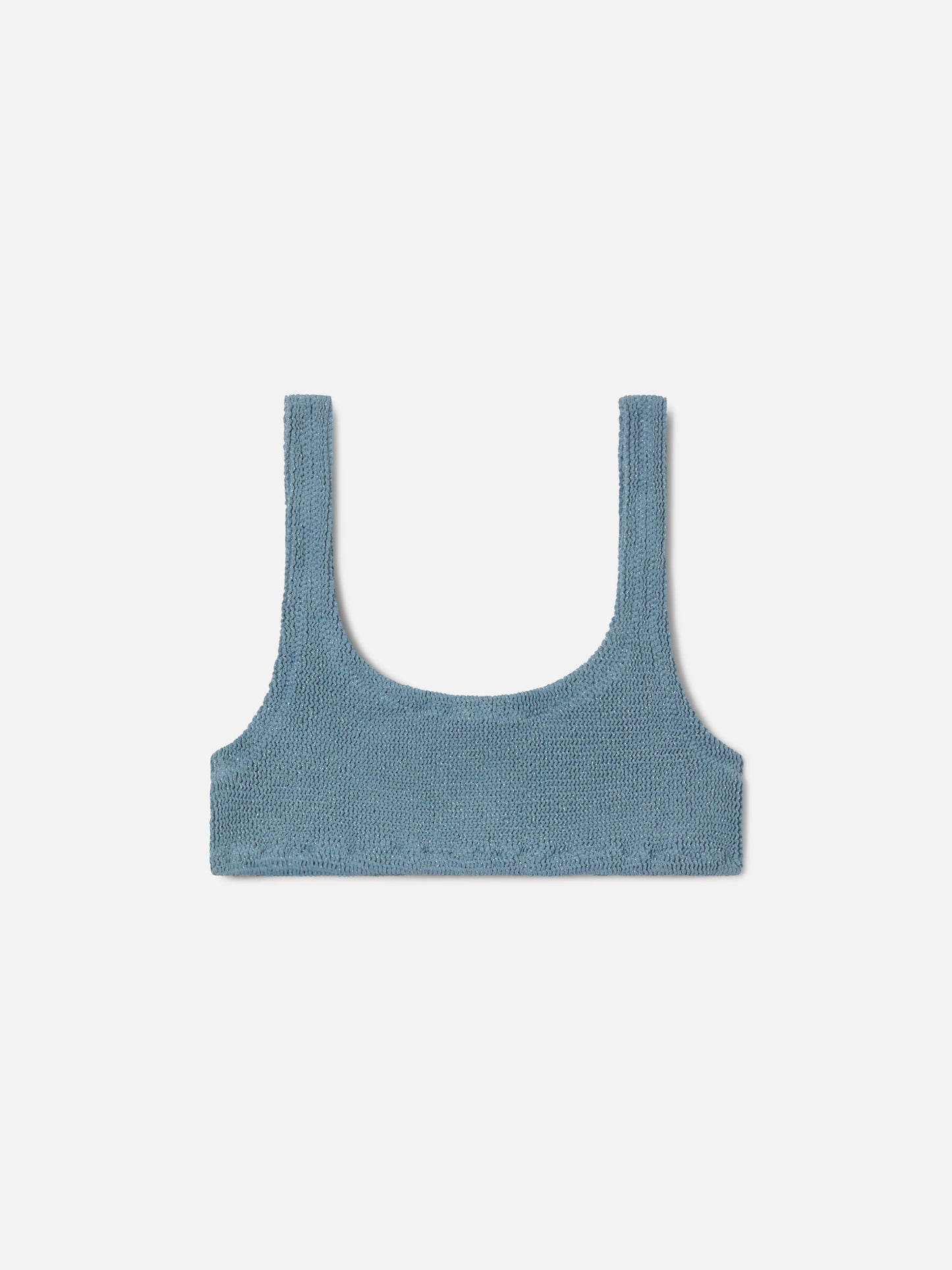 Top bikini Naima bralette in tessuto crinkle lurex azzurro