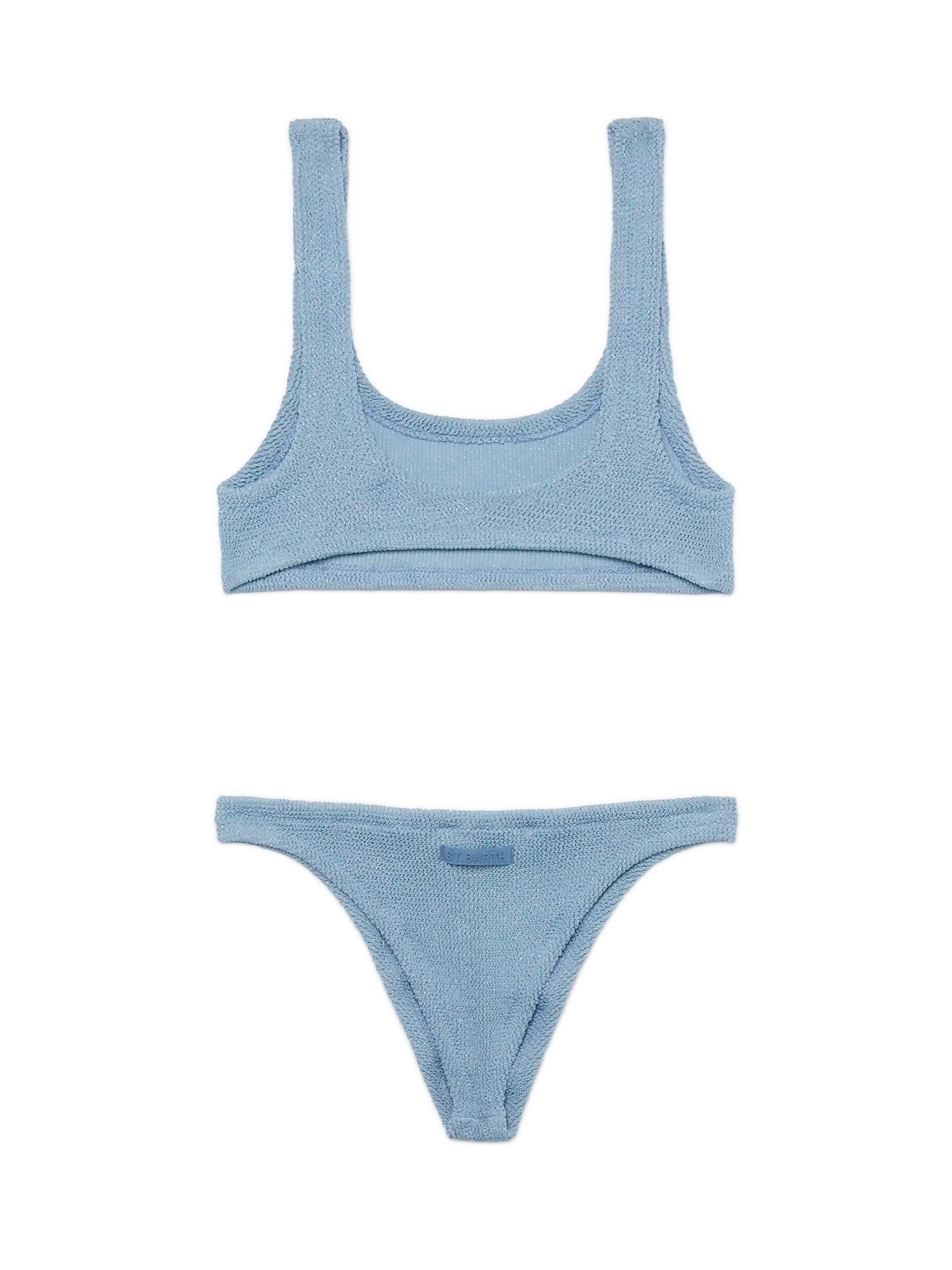 Avio blue lurex crinkle classic bralette bikini Naima Naomi - MC2 Saint Barth