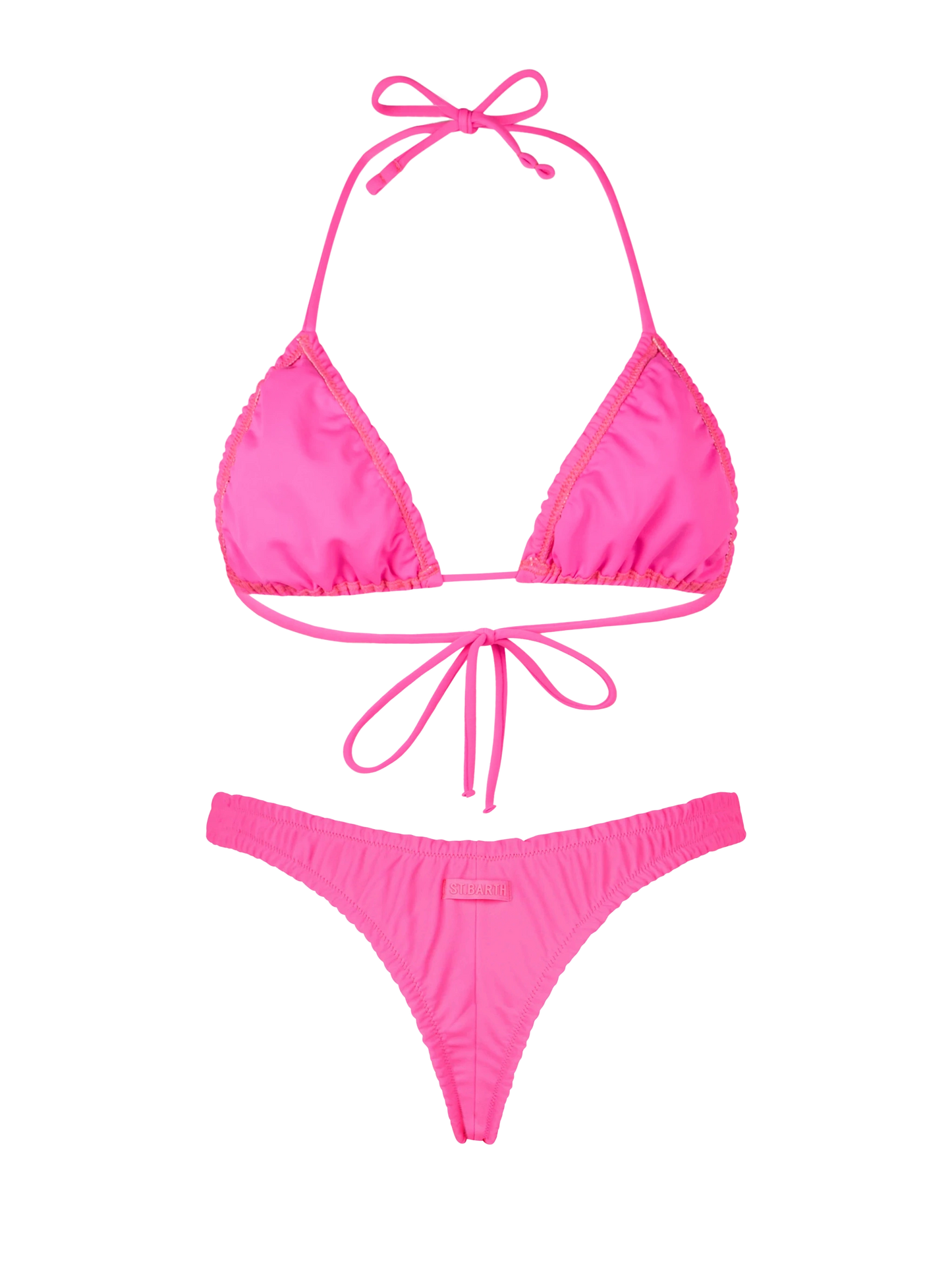 Bikini da donna a triangolo rosa fluo con volant Nilly Nalu