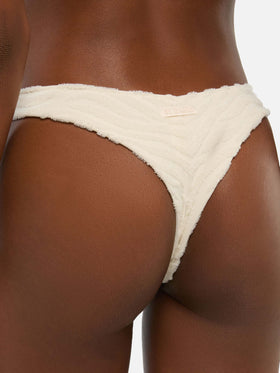 Naomi zebra embossed terry cheeky swim briefs