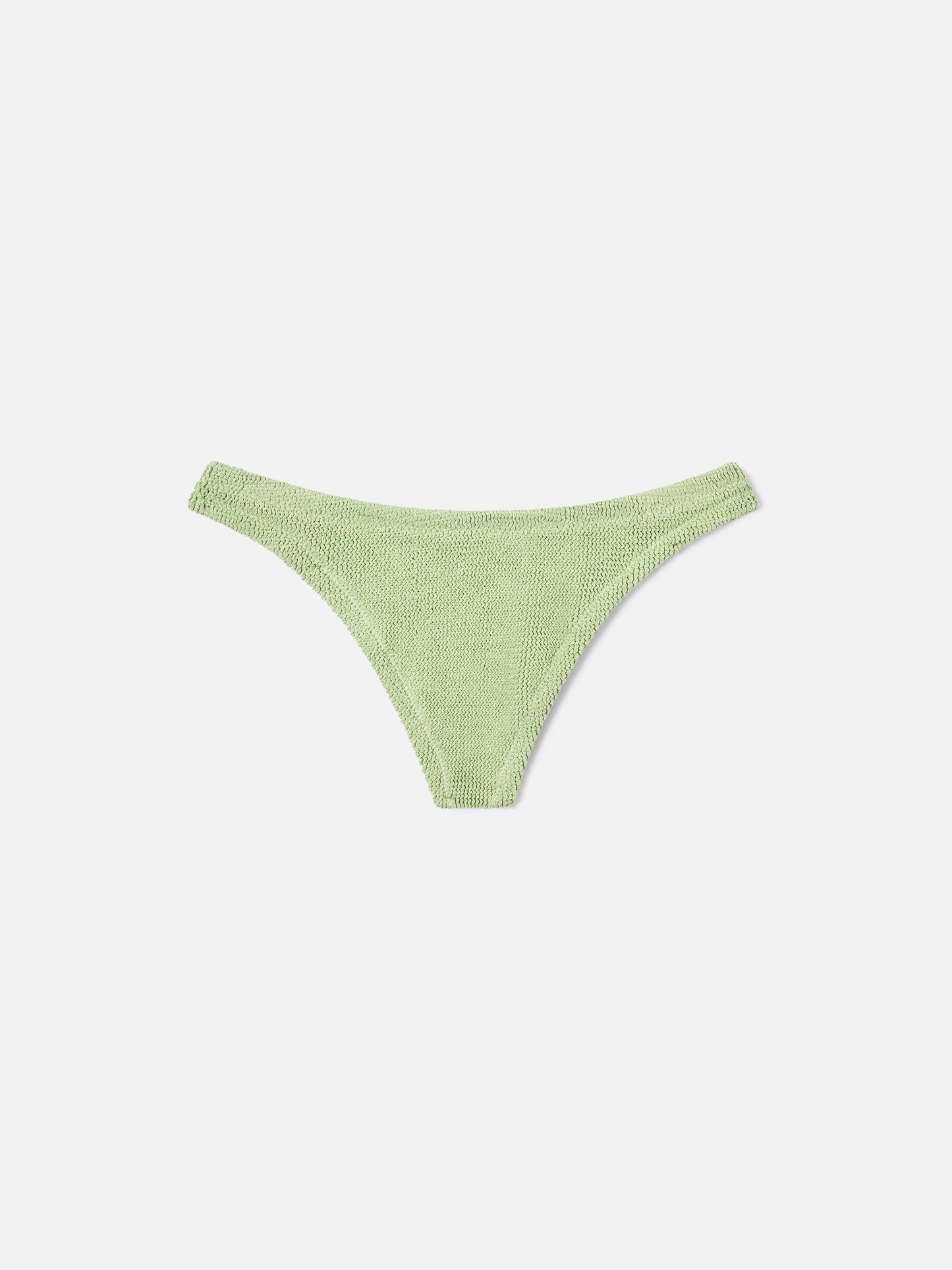 Slip mare Naomi modello brasiliana in tessuto crinkle lurex verde chiaro
