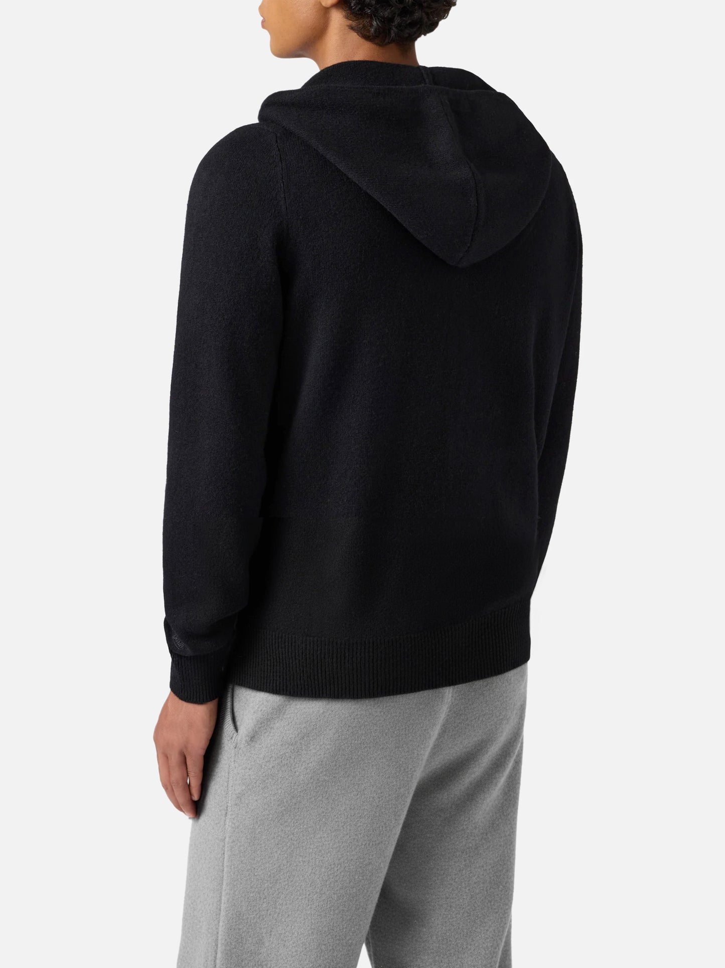 Felpa con cappuccio in 100% lambswool Notting nero