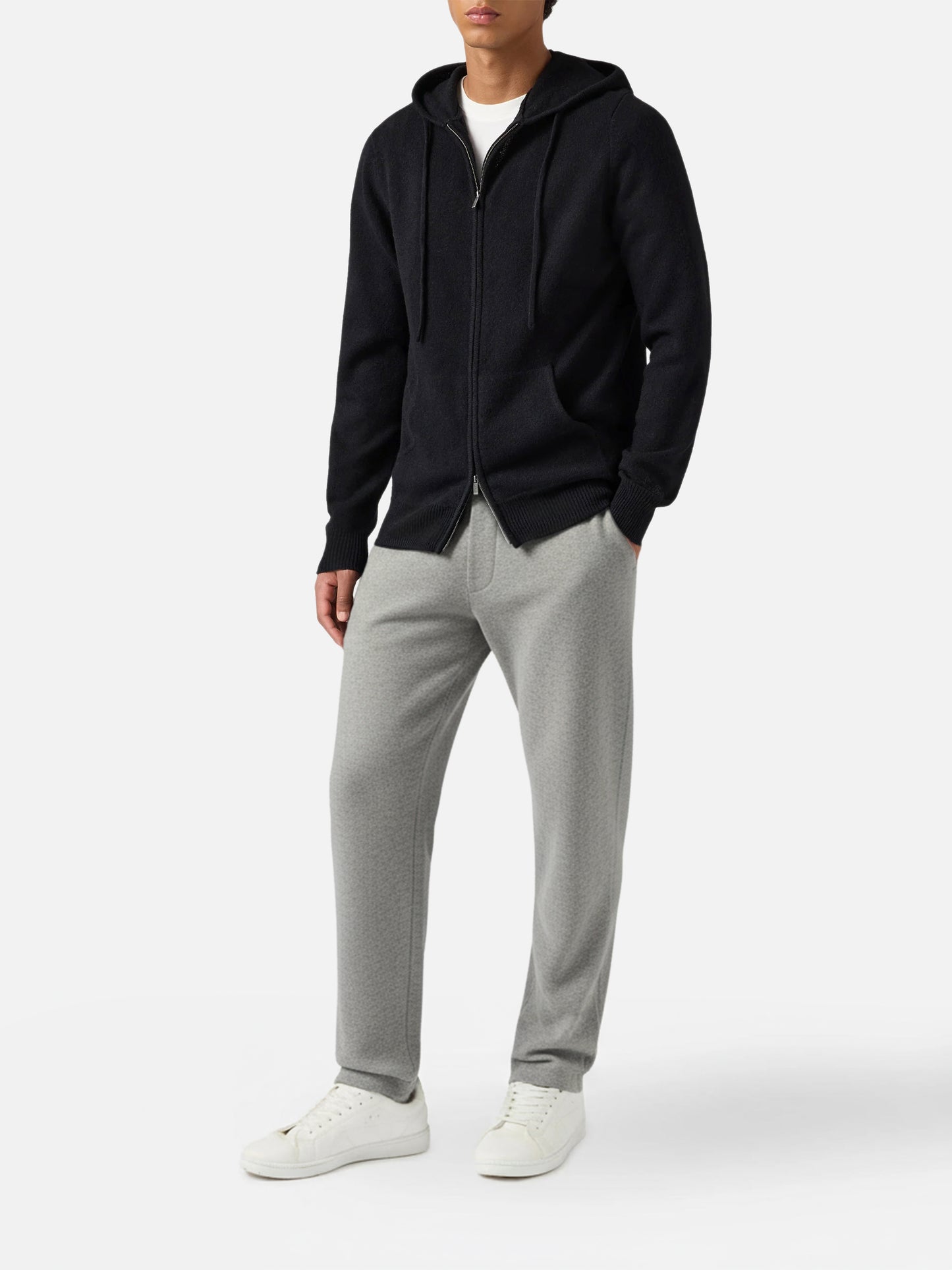 Felpa con cappuccio in 100% lambswool Notting nero