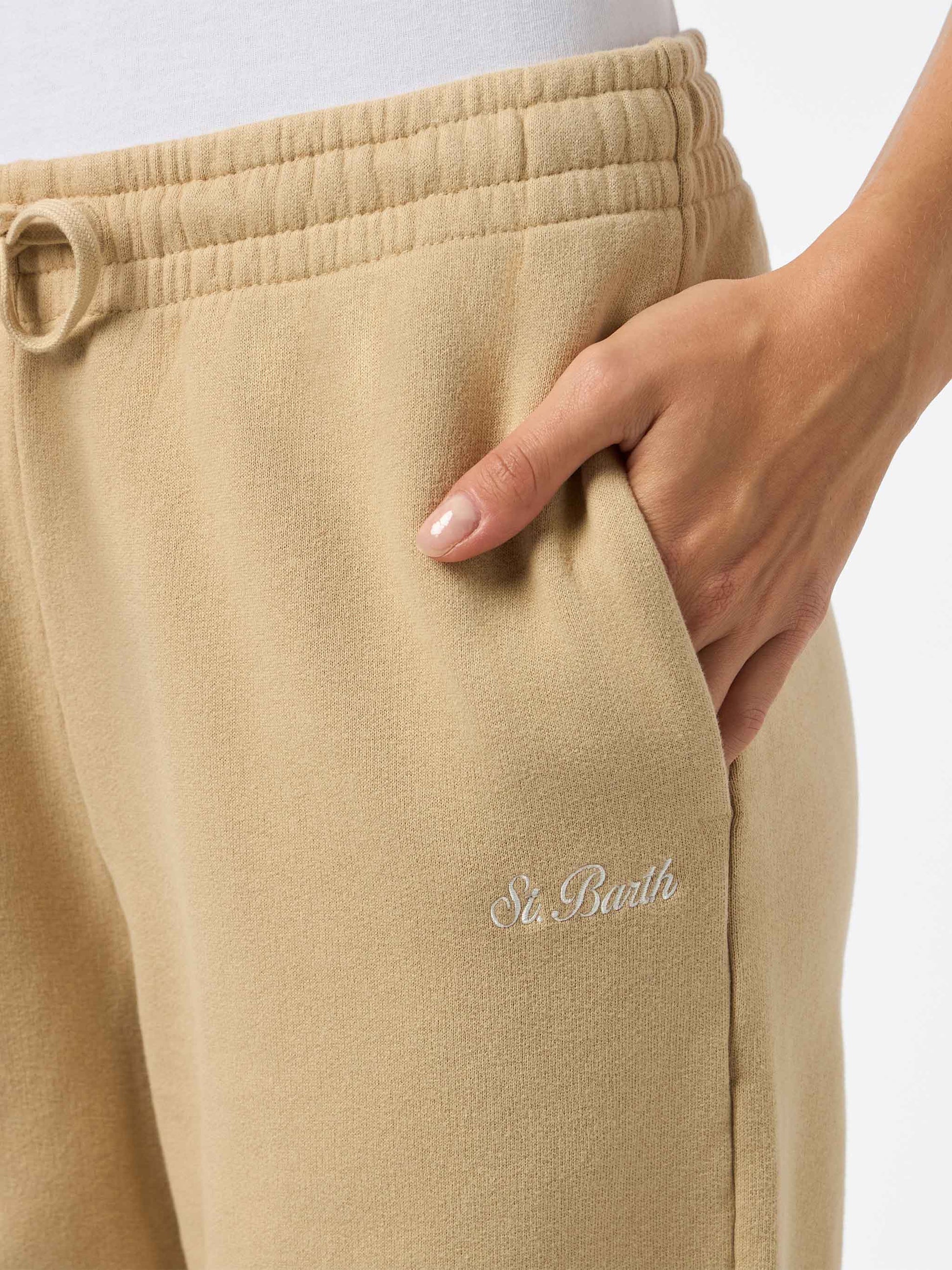 Woman beige cotton fleece jogger pants Odalys - MC2 Saint Barth