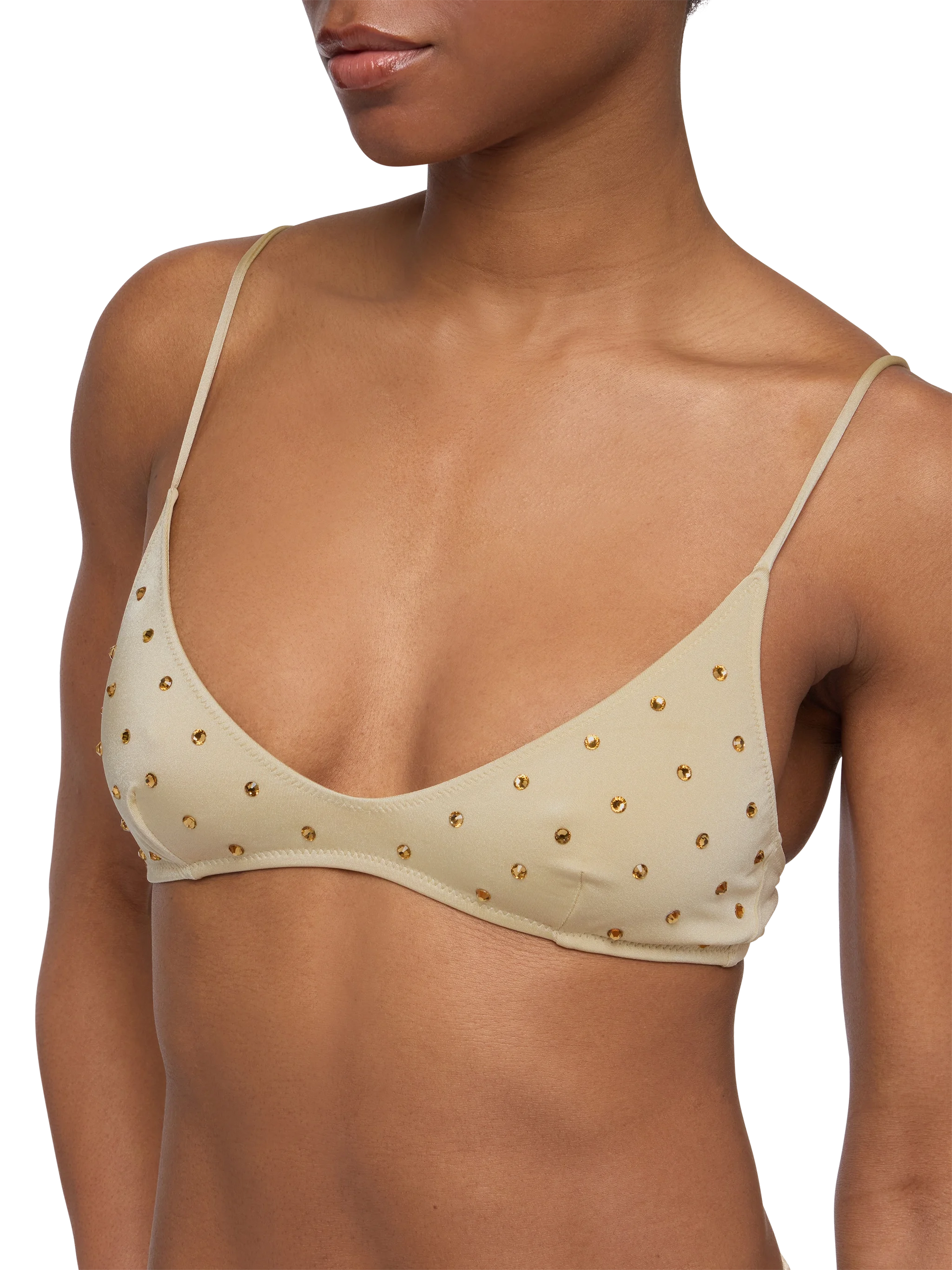 Paloma gold scoop bralette with rhinestone embellishment - MC2 Saint Barth