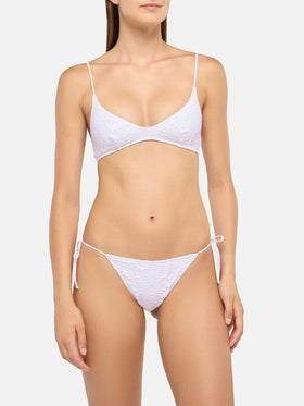 Paloma Marielle deep neck bralette bikini in white sangallo lace
