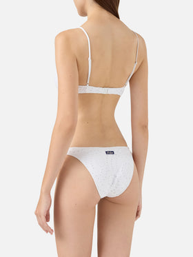 Bikini a bralette scollata Paloma Yali in sangallo bianco