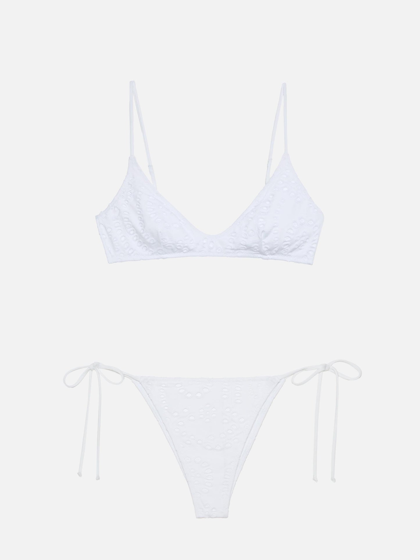 Bikini a bralette scollata Paloma Marielle in sangallo bianco