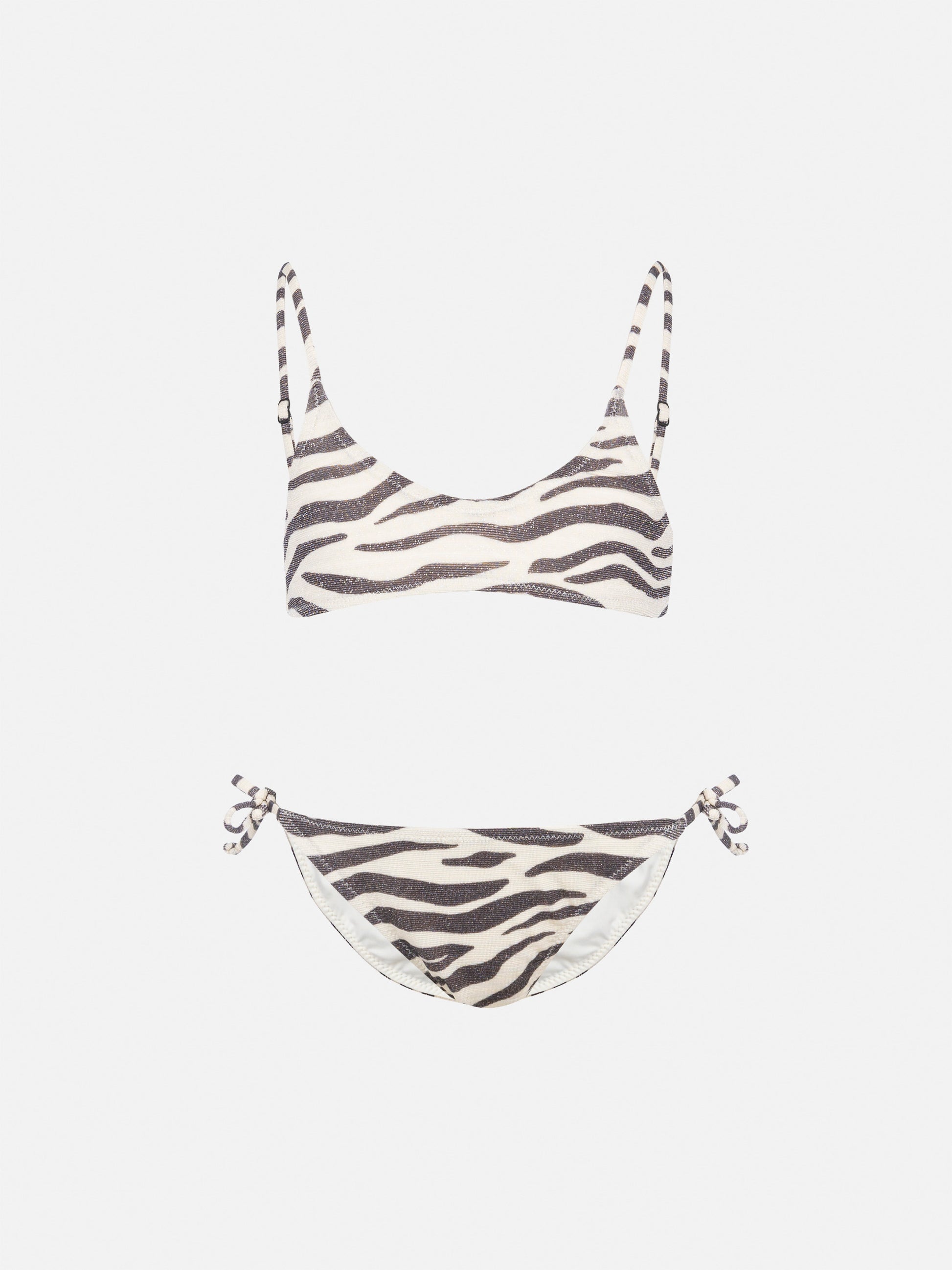 Paloma Jr lurex bralette bikini with zebra print - MC2 Saint Barth