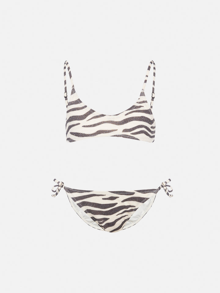 Paloma Jr – Lurex-Bralette-Bikini mit Zebramuster