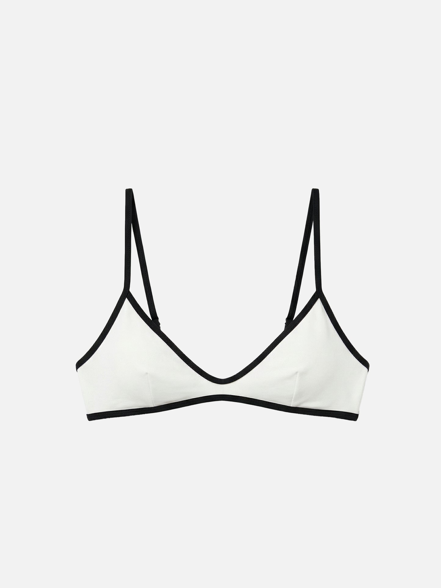 Paloma String bralette bikini top in cream with contrast trims