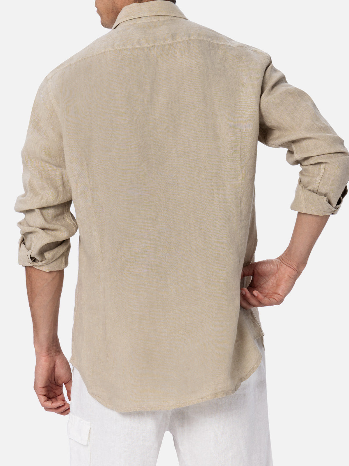 Camicia da uomo in lino beige Pamplona