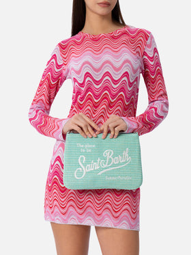 Pouch Parisienne in paglia verde acqua