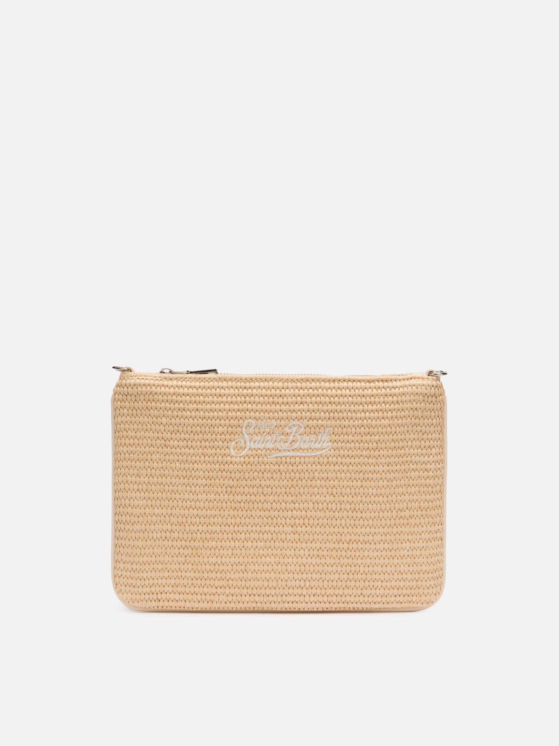 Parisienne Straw effect pouch bag with embroidered logo - MC2 Saint Barth