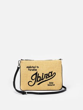 Pouch Parisienne in paglia con ricamo Ibiza