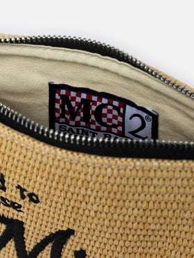 Pouch Parisienne in paglia con ricamo Miami