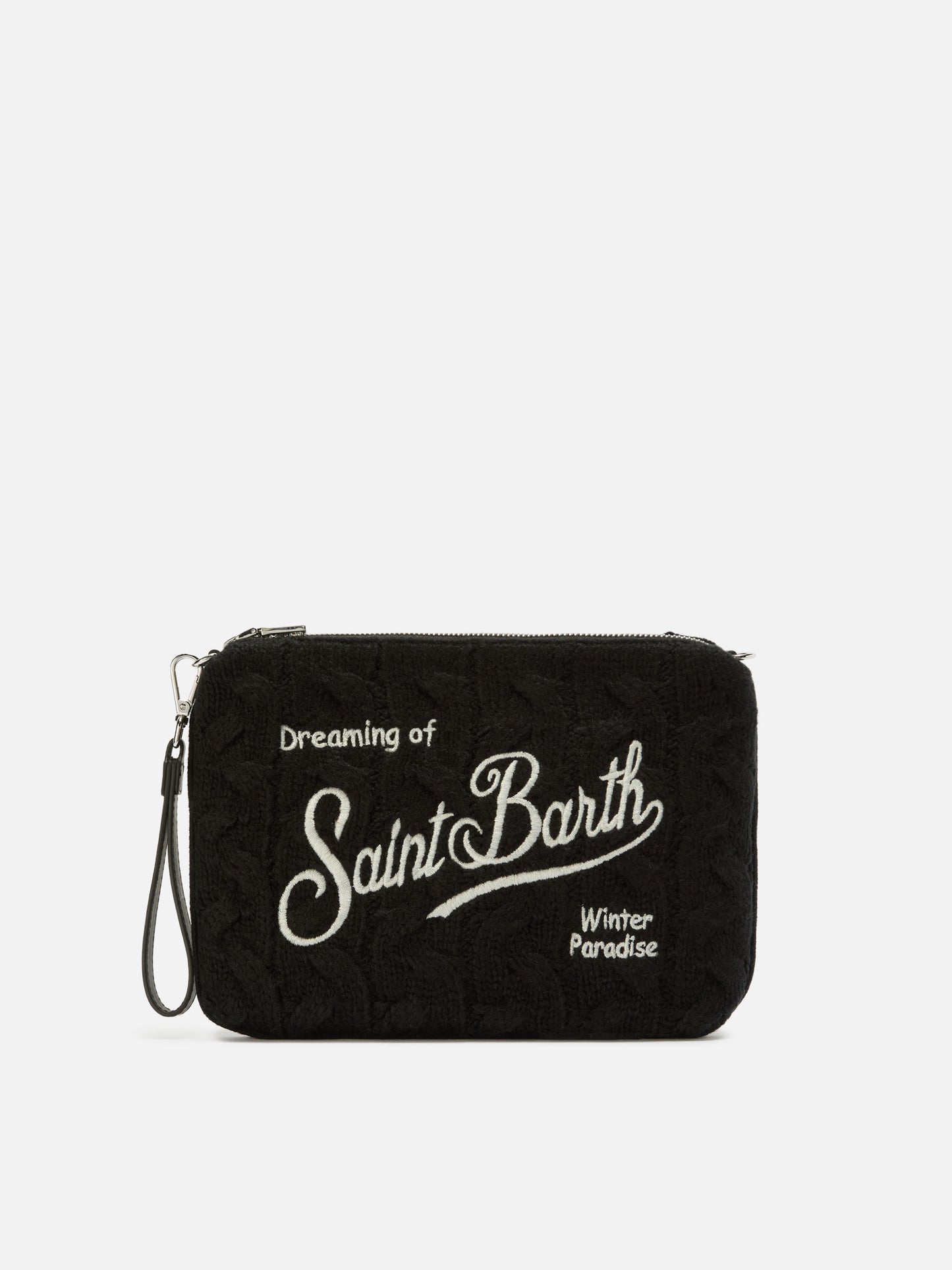 Borsa crossbody Parisienne Wool Braid in misto lana a trecce nera