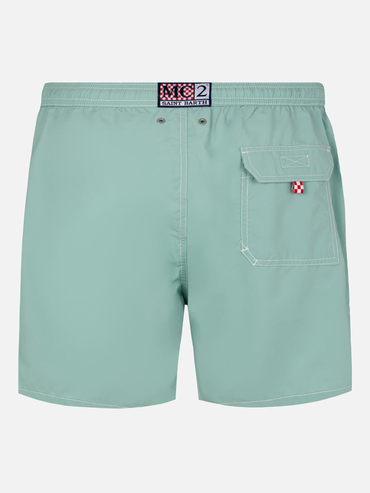 Sage green mid-length classic light swim shorts Patmos - MC2 Saint Barth
