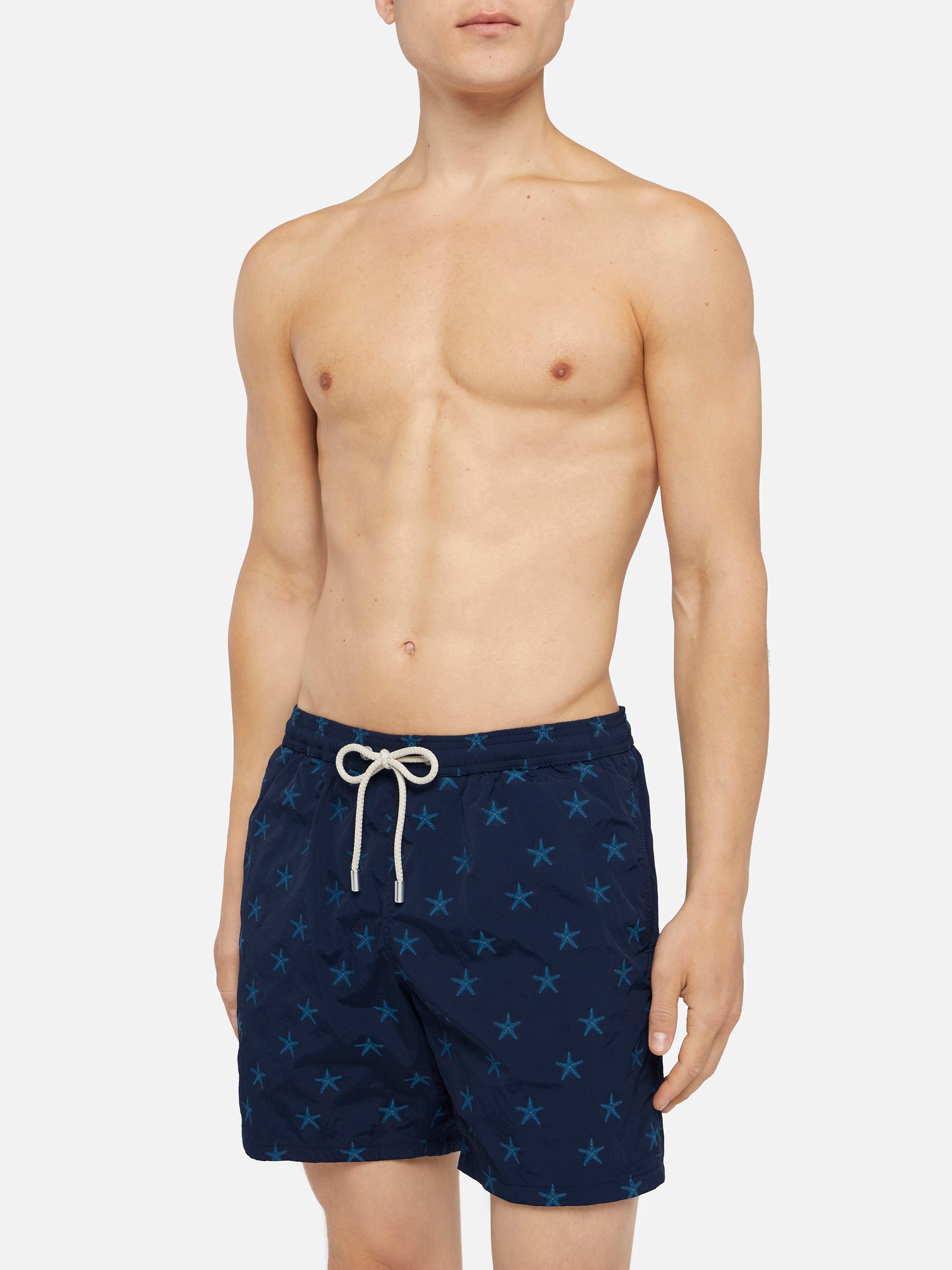 Mid-length swim shorts Patmos The Riviera with all over seastar jacquard - MC2 Saint Barth