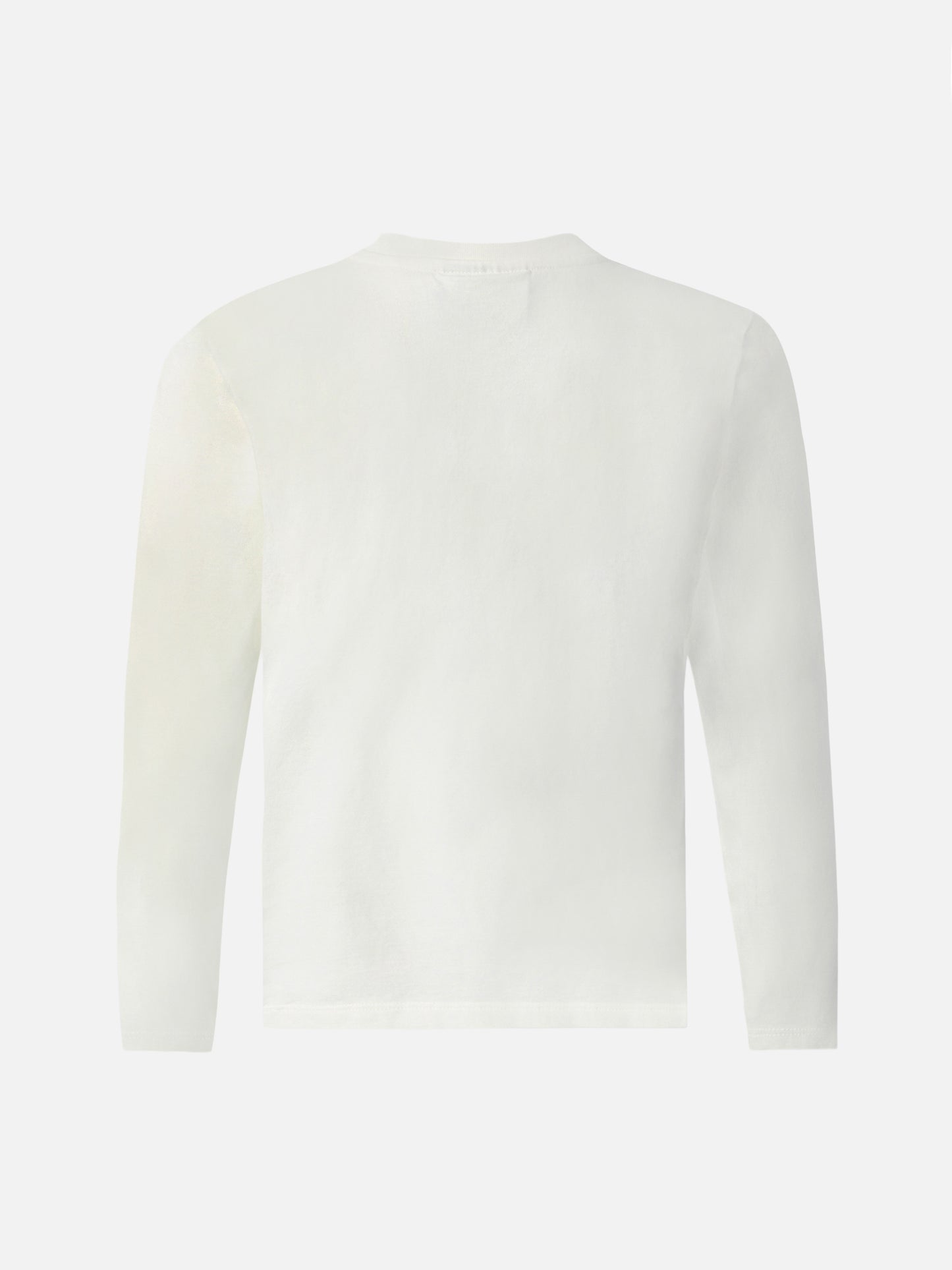 T-shirt Penny in cotone bianco a maniche lunghe con applicazione Saint Barth in glitter argento