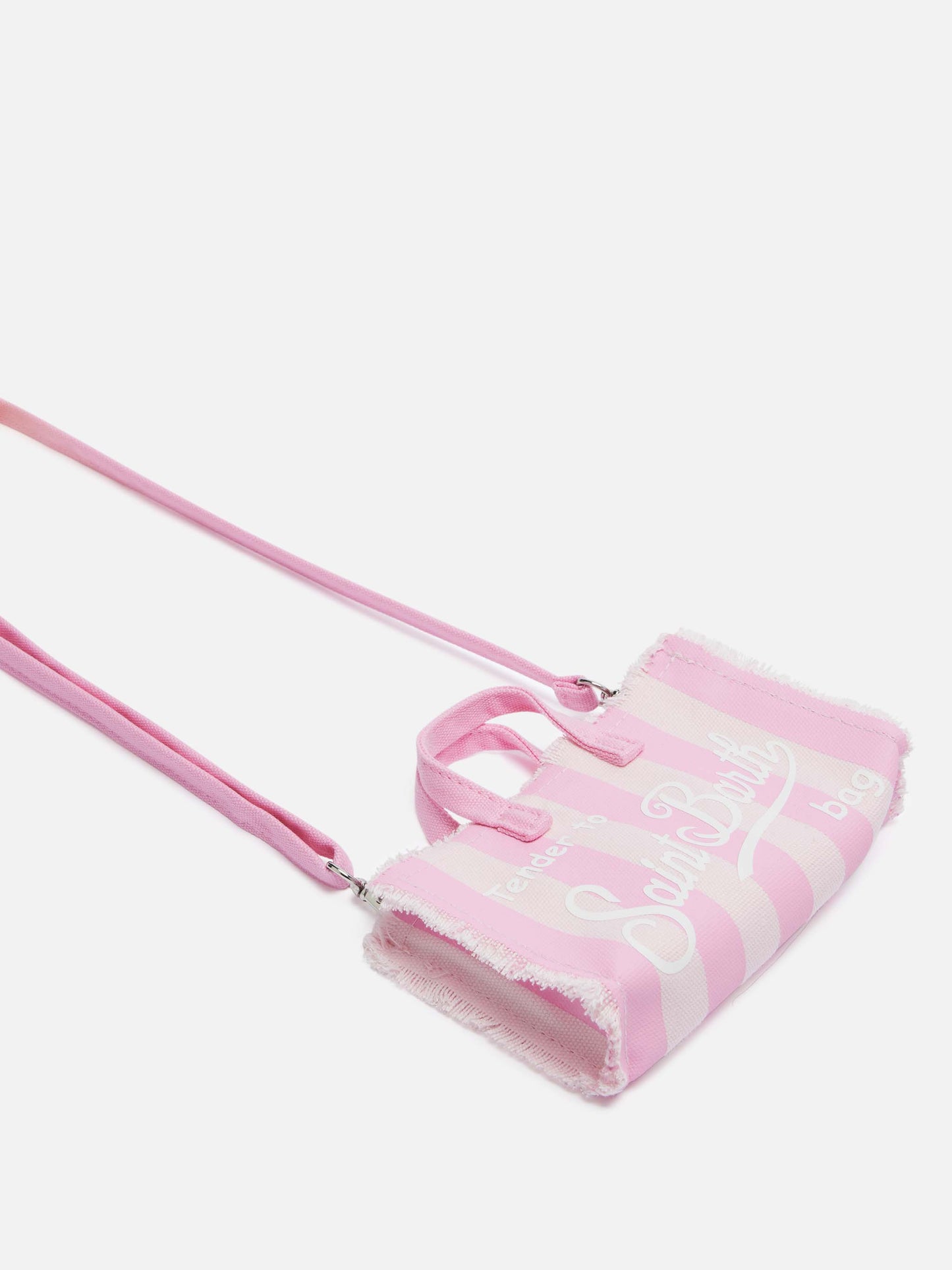 Cotton canvas Phone Bag with pink striped print