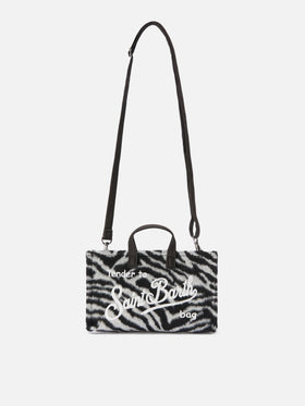 Mini Phone Bag Felt in zebra-print wool blend