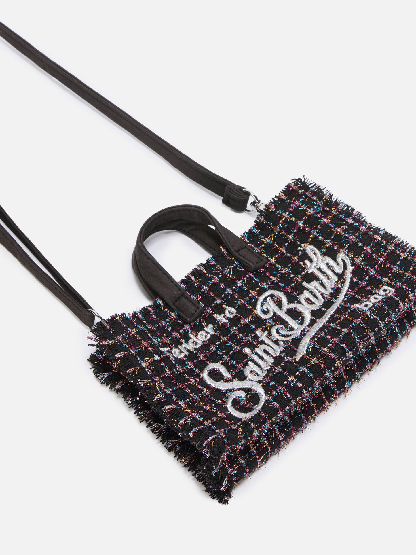 Mini Phone Bag Tweed in black lurex tweed