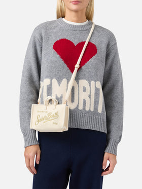 Mini borsa porta telefono Phone Bag Velvet in velluto bianco