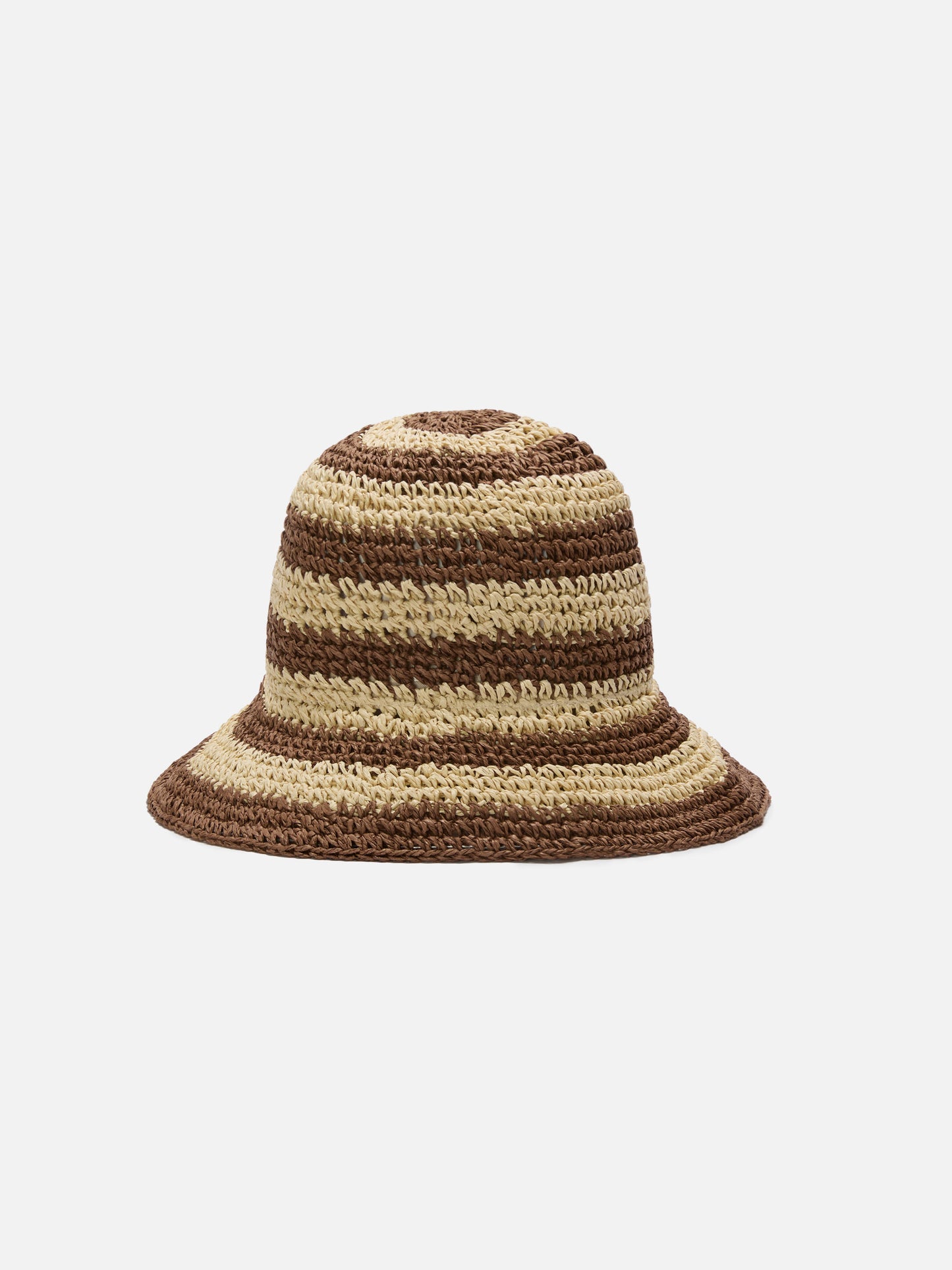 Polly bucket hat with beige and brown stripes and embroidered logo