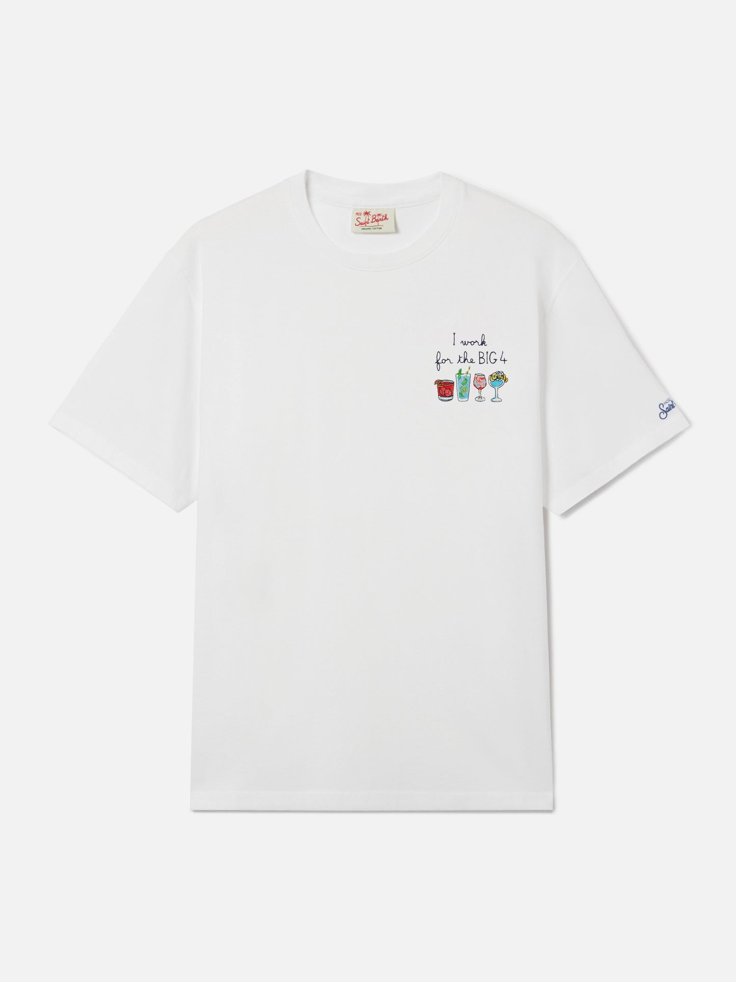 T-shirt Portofino bianca con ricamo I Work For The Big 4