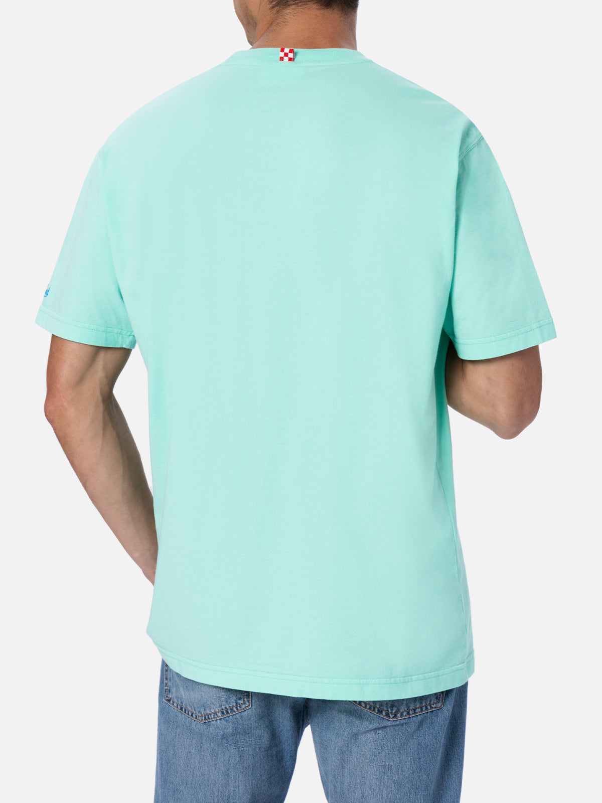 Klassisches Herren-T-Shirt aus Baumwolljersey Portofino mit Gruppo Sanguigno A Peritivo-Stickerei