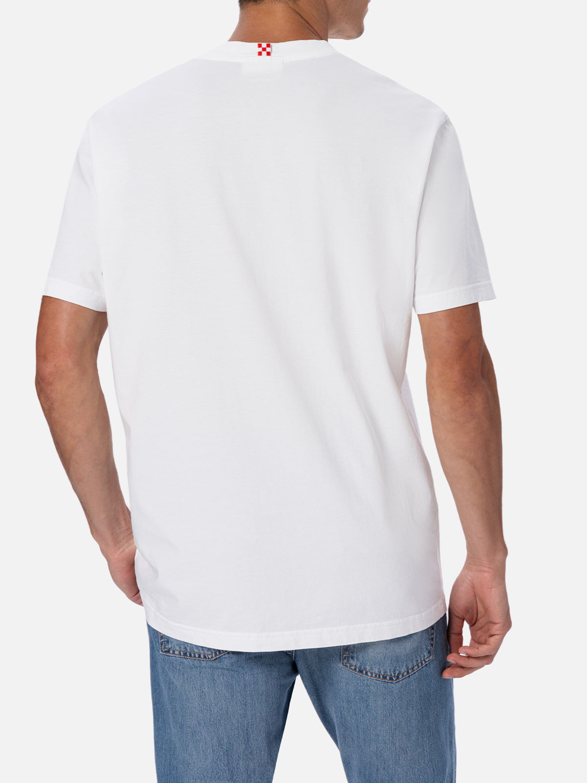 Man classic fit cotton jersey t-shirt Portofino with Formentera aperitif embroidery