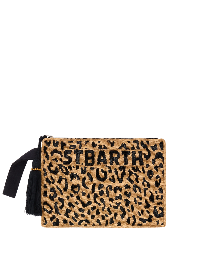 Pearl Pouch with animalier beaded pattern