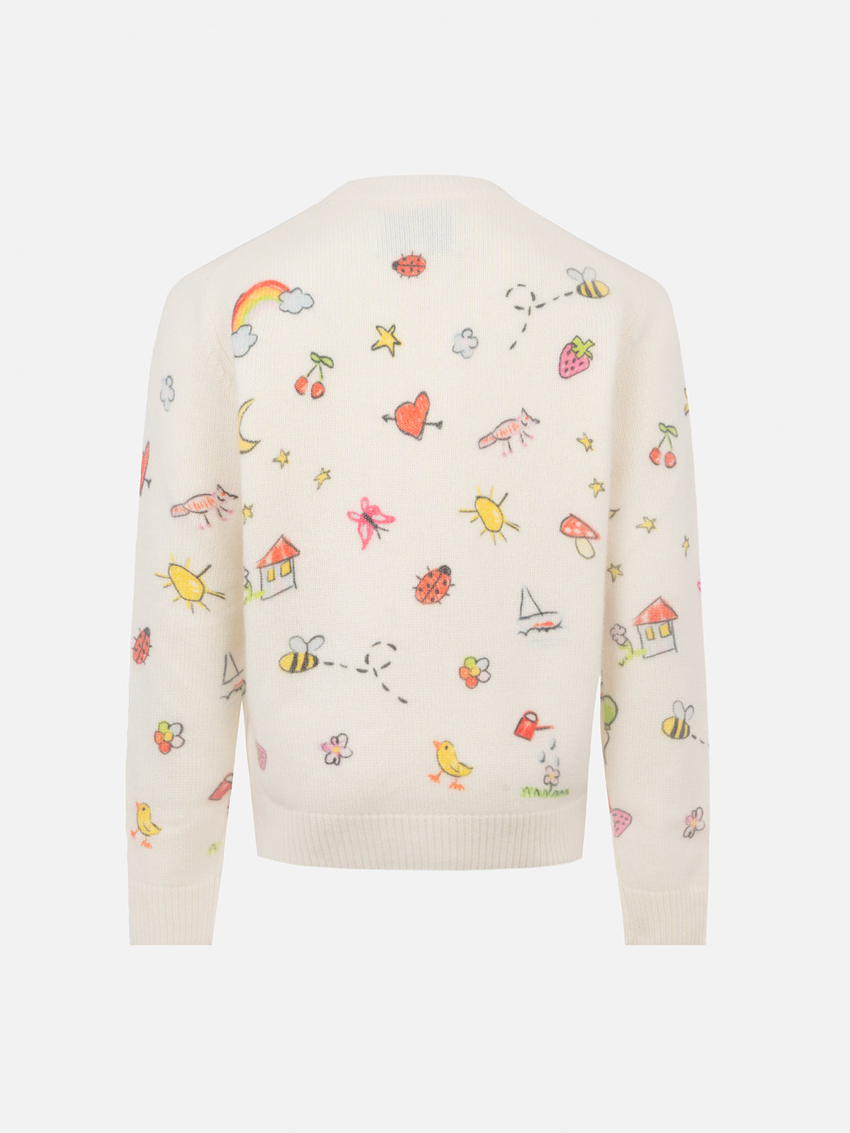 Girl white crewneck sweater Princess with Saint Barth sketch print - MC2 Saint Barth