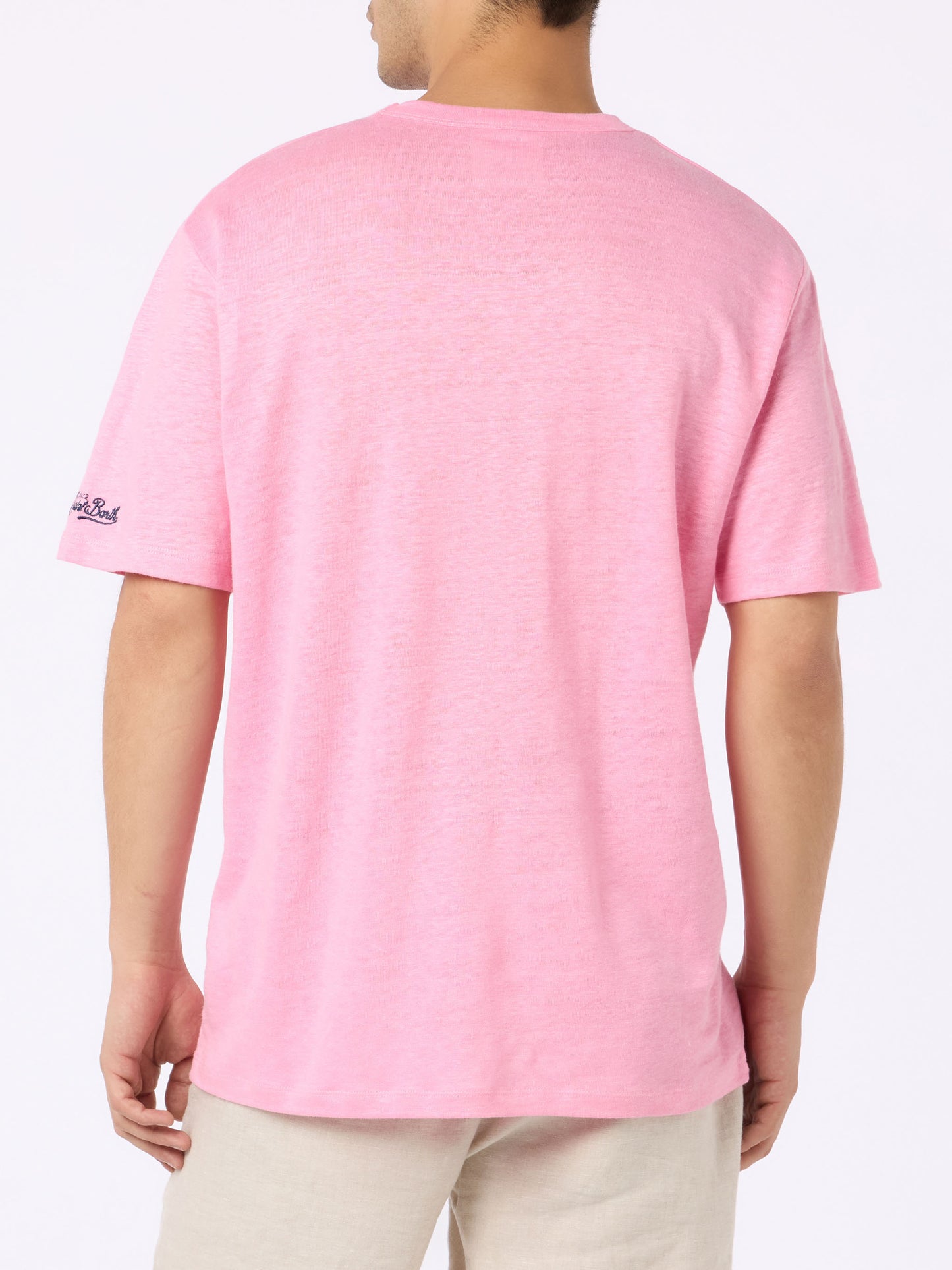 T-shirt President en coton flammé coloris uni rose bubble