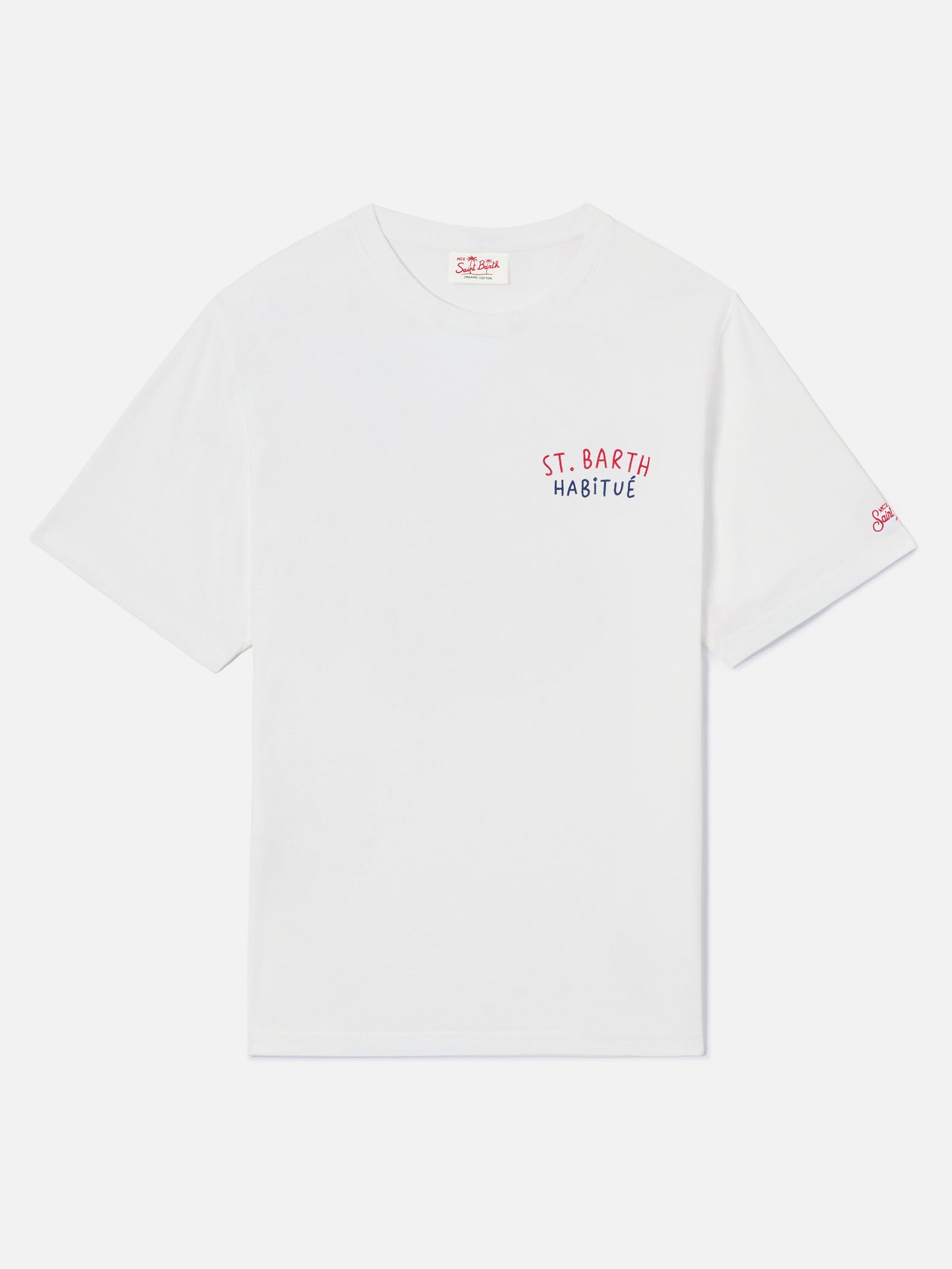 White Portland t-shirt with St. Barth Habitué embroidery