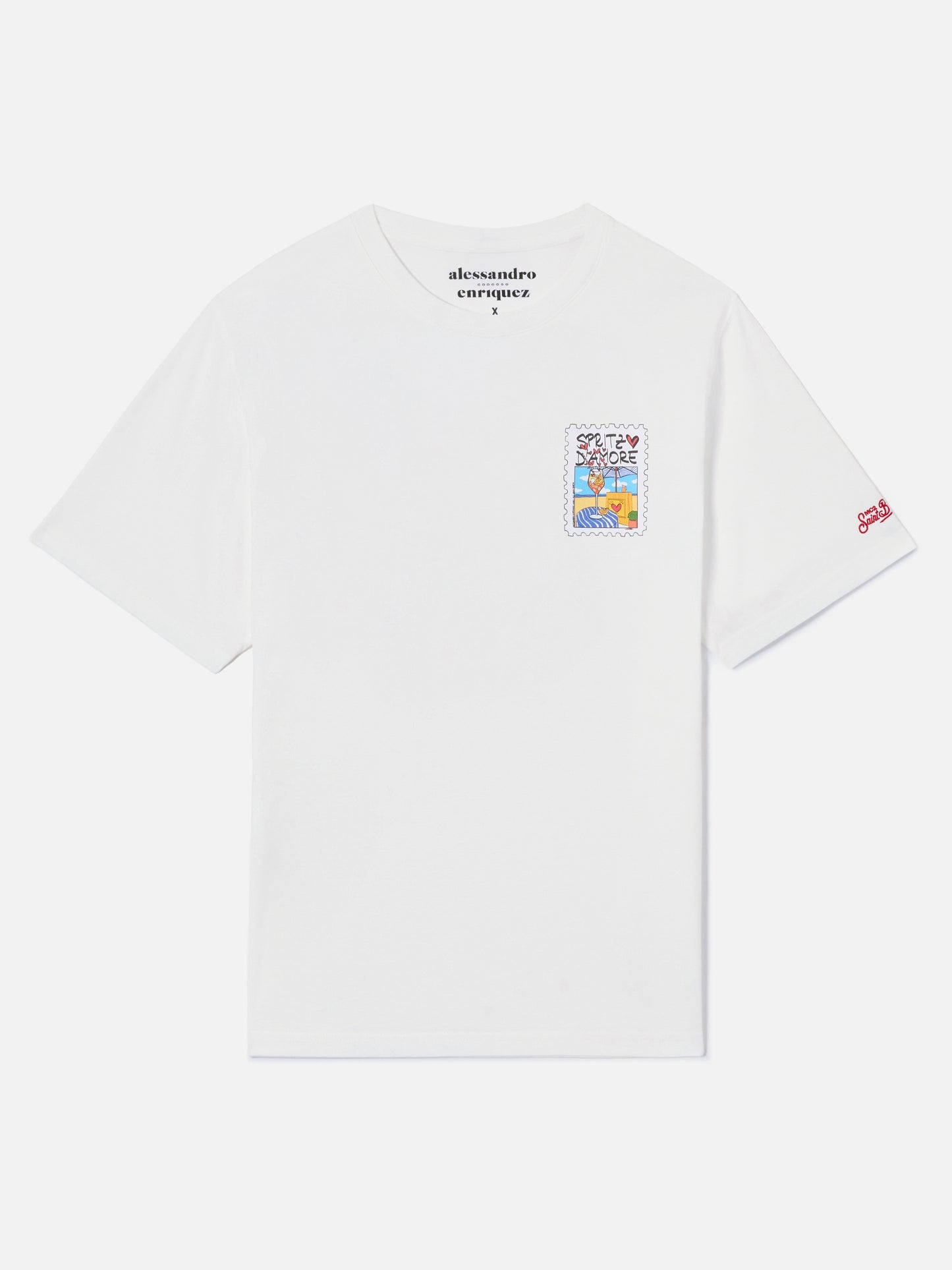 White Portland t-shirt with Spritzo d’Amore illustration