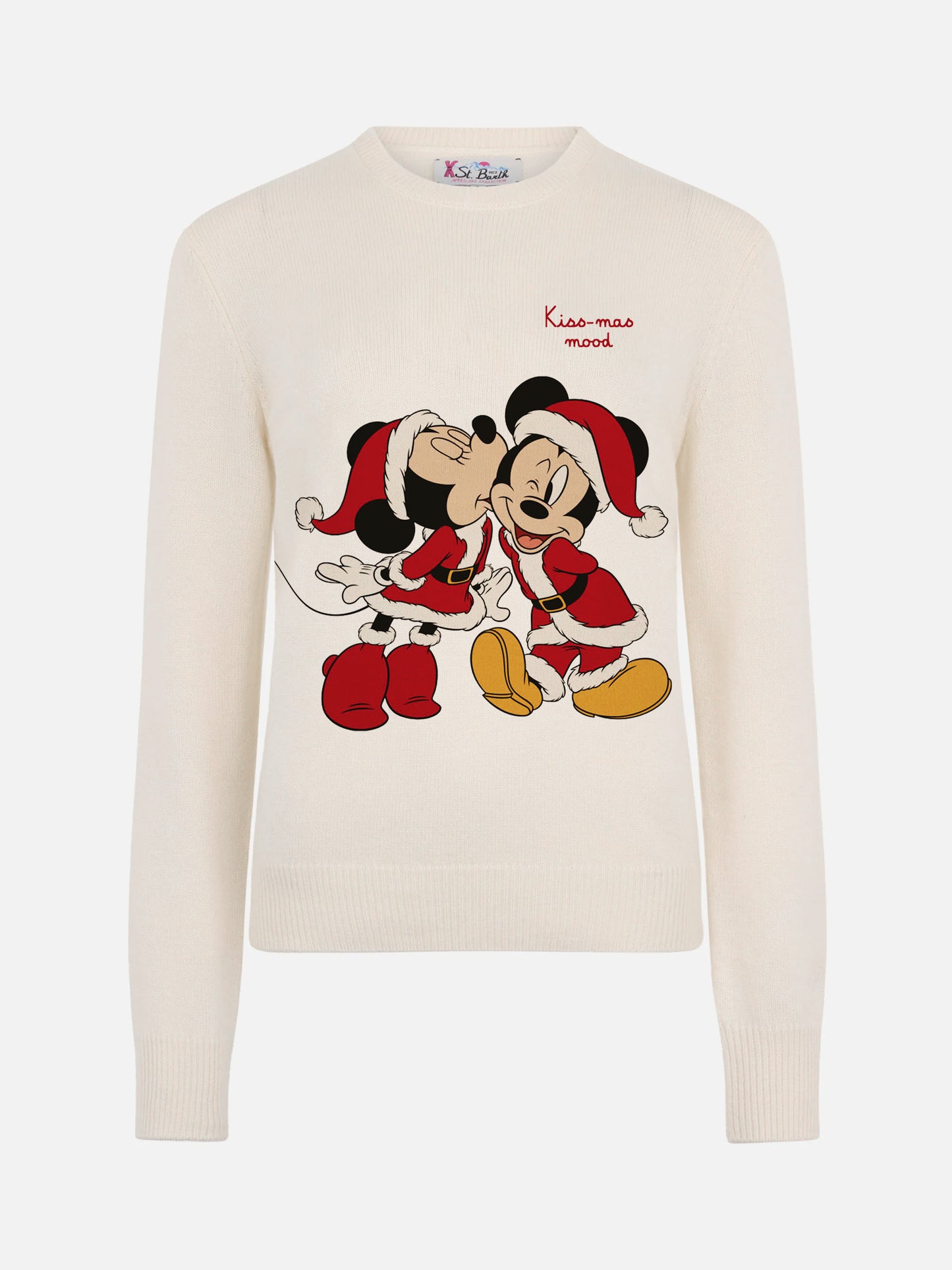 Girocollo New Queen bianco con jacquard Minnie e Mickey | SPECIAL EDITION DISNEY
