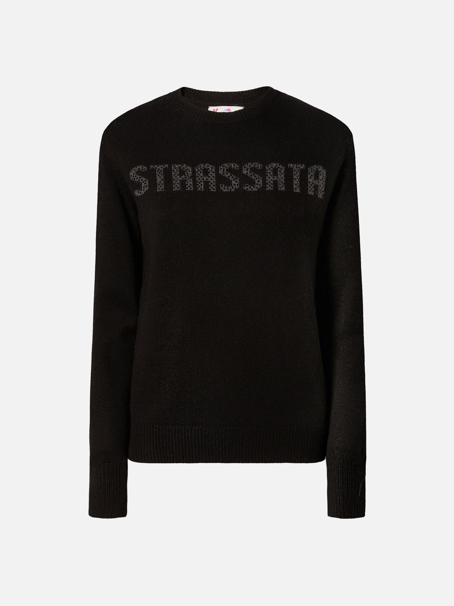 New Queen crewneck in white with Strassata rhinestone embellishment