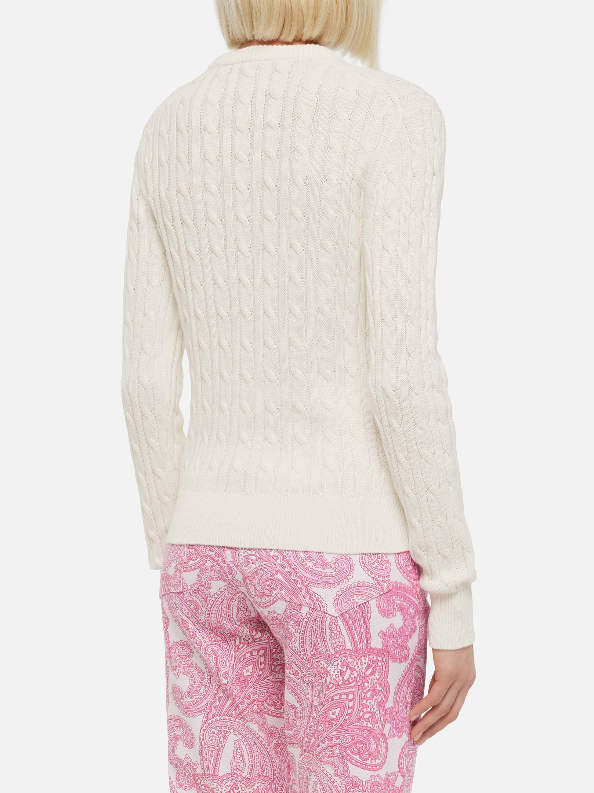 Off-white cotton cable knit sweater New Queen - MC2 Saint Barth