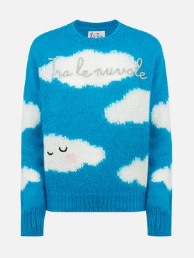 Maglione da donna in misto alpaca Queen con ricamo Tra le Nuvole